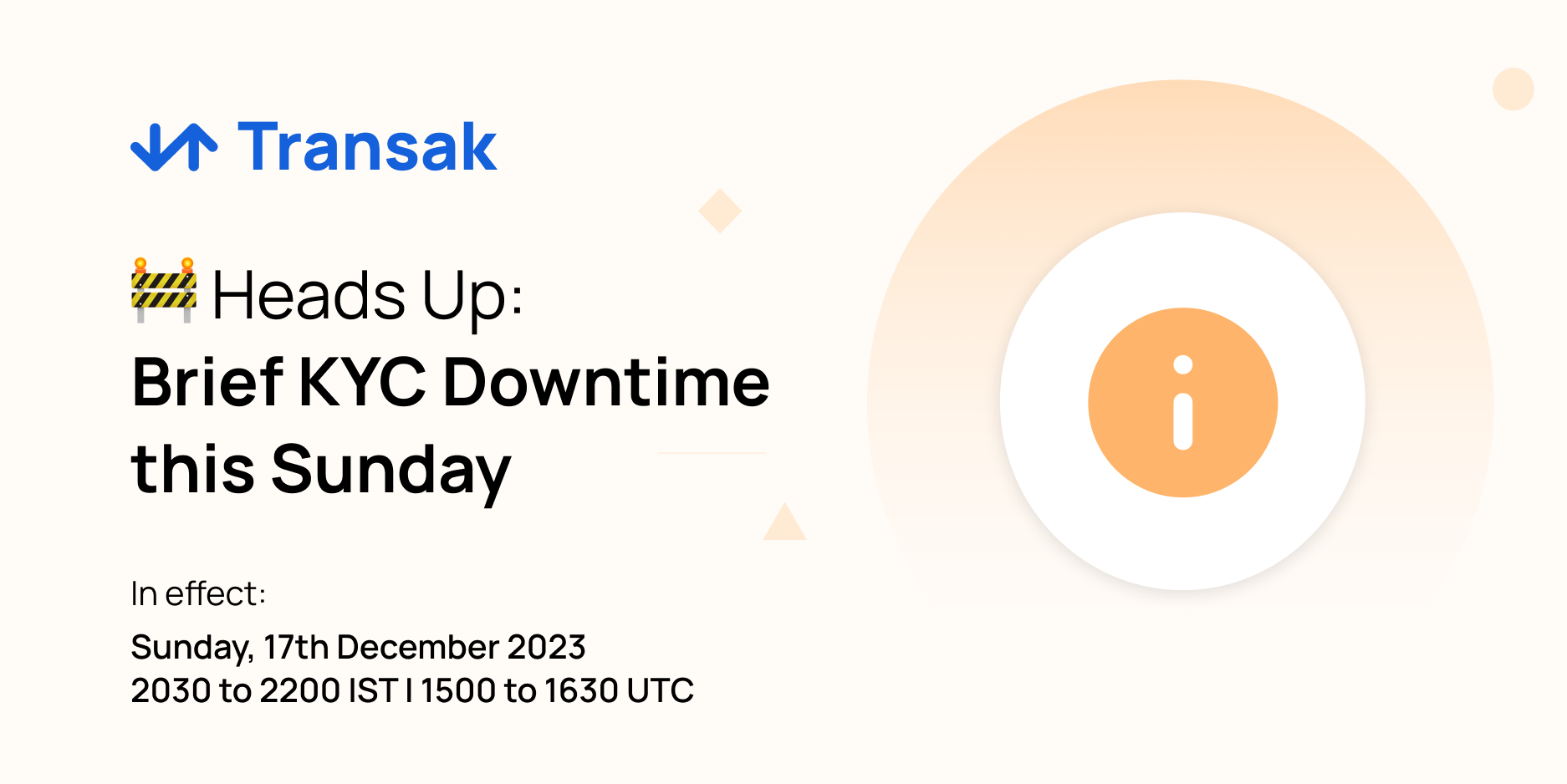 Important Update Scheduled Maintenance For KYC Verification Transak   Transak Brief KYC Downtime 